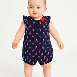 Carter's Baby Girls' Sleeveless Lobster Print Romper - Size 9 Months